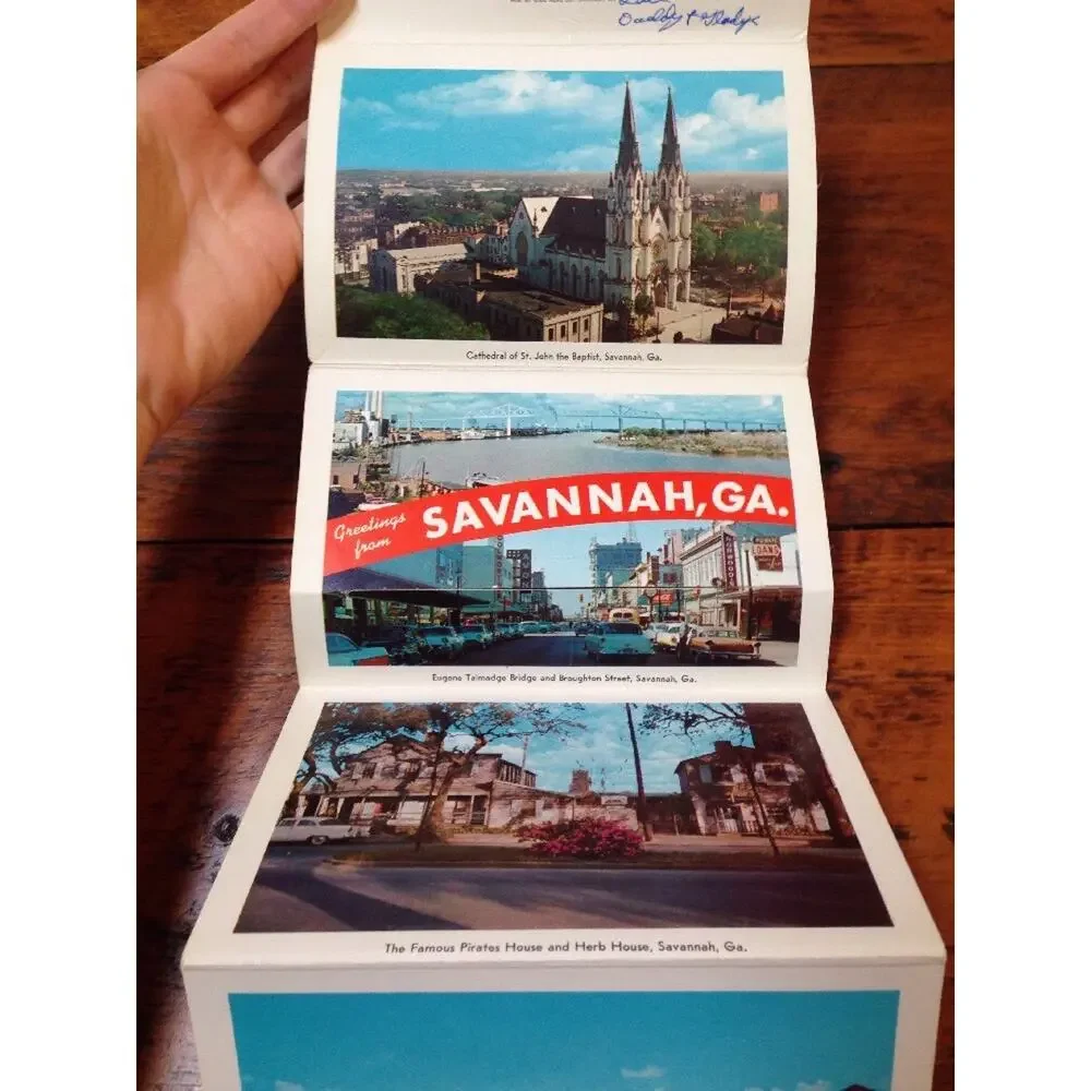 Vtg 1961 Savannah Georgia GA Color Foldout Postcards Set to Fitch Luray Virginia